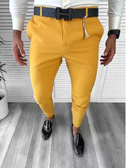 Pantaloni barbati eleganti mustar B1734 F4-5.1 * 